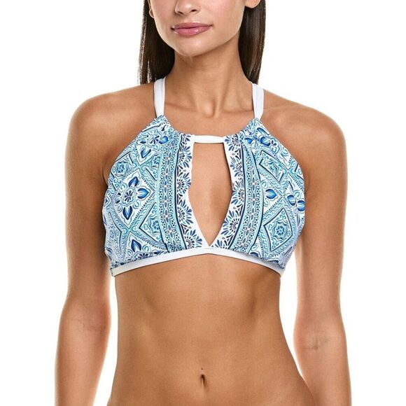 La Blanca Other - New La Blanca Breeze High Neck Halter Bikini Top in Blue Size 14